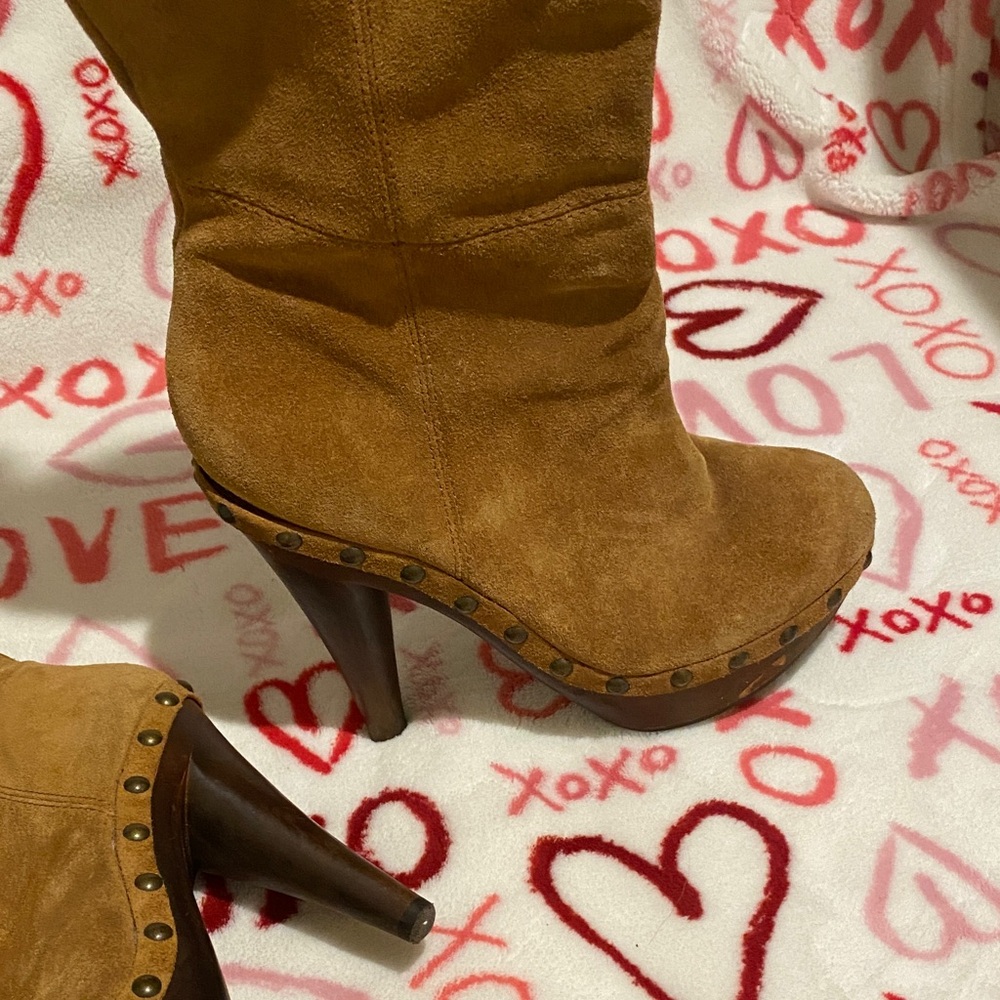 Bakers Tan Over the Knee Boots with Studded Detail